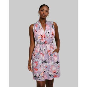Kismet lavender floral print sleeveless dress with tie | Size LARGE